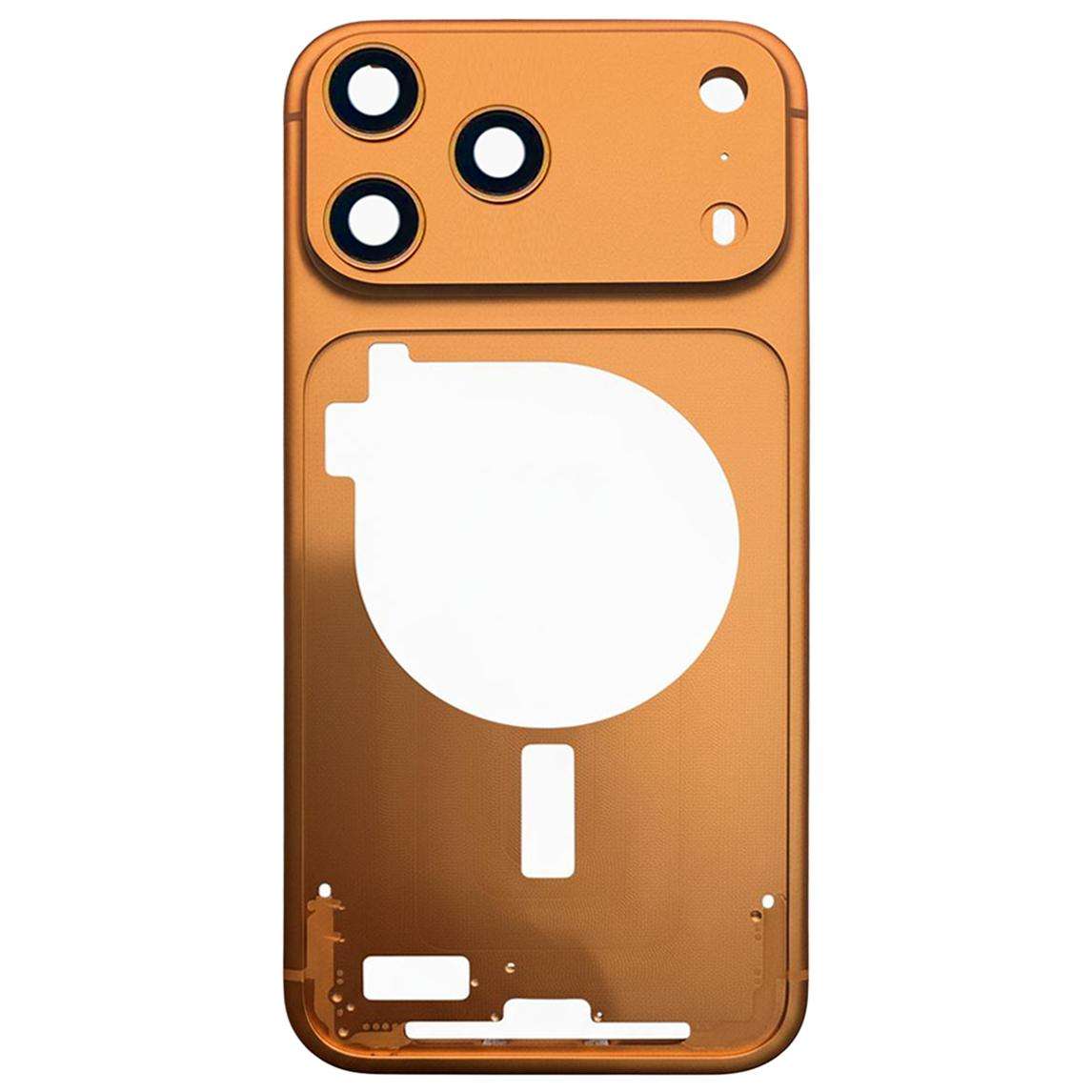 For iPhone 17 Pro Max Middle Frame Bezel Plate with Camera Lens Cover (Orange)