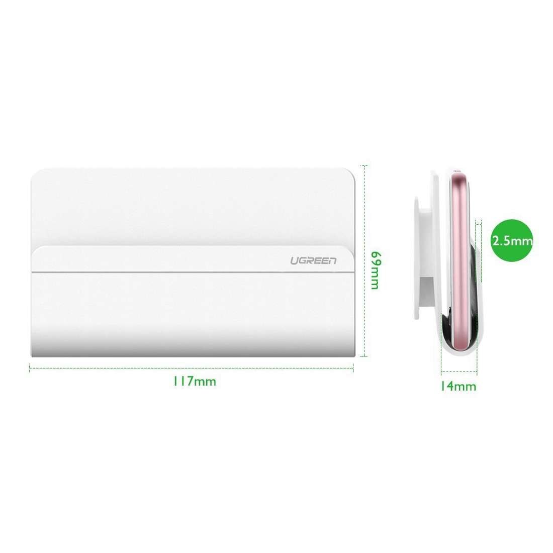 UGREEN Phone Charging Holder Wall Dock with Sticker For iPhone, Samsung, Lenovo, Sony ... (Silver)