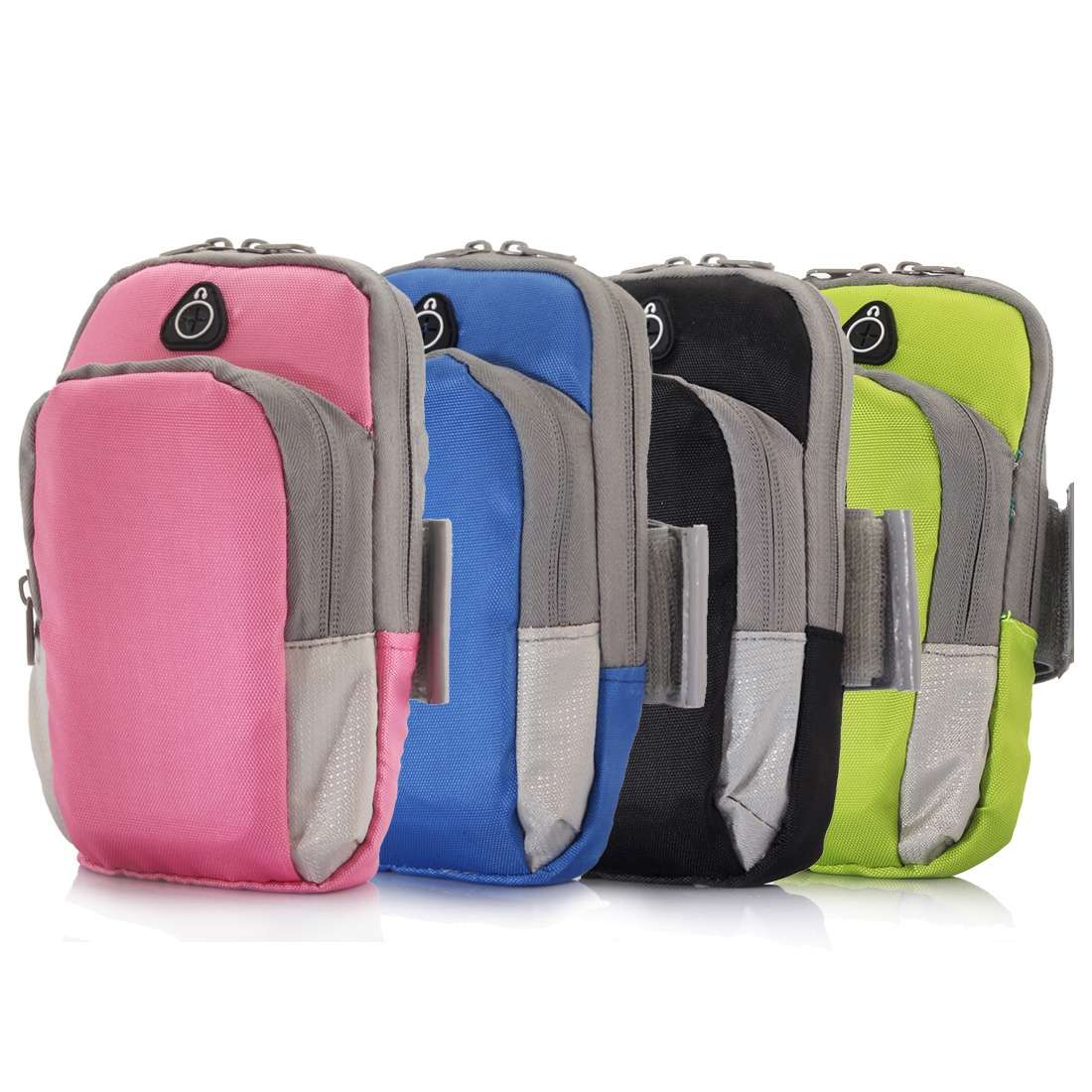 Universal Zipper Double Bag Multi-functional Sport Arm Case with Earphone Hole for iPh ... (Green)