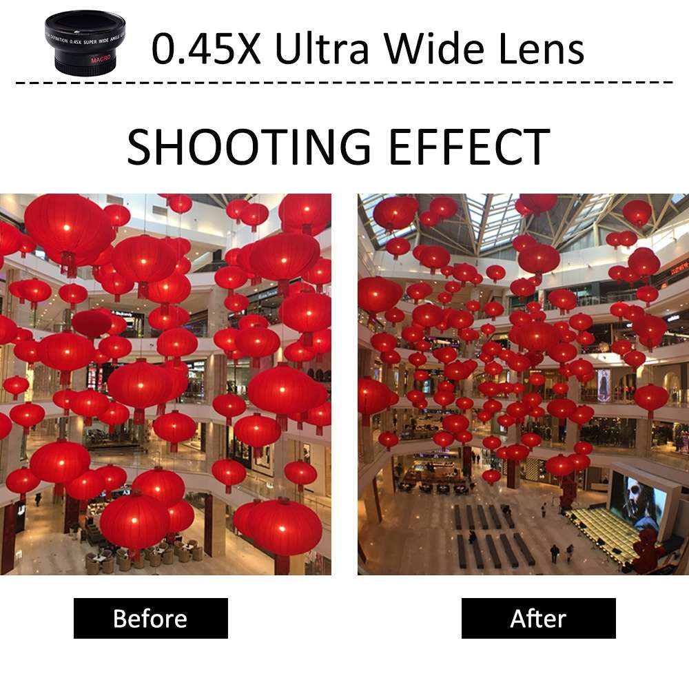 APEXEL APL-0.45WM 2 in 1 Universal 12.5X Macro Lens + 0.45X Wide-angle Lens Kit