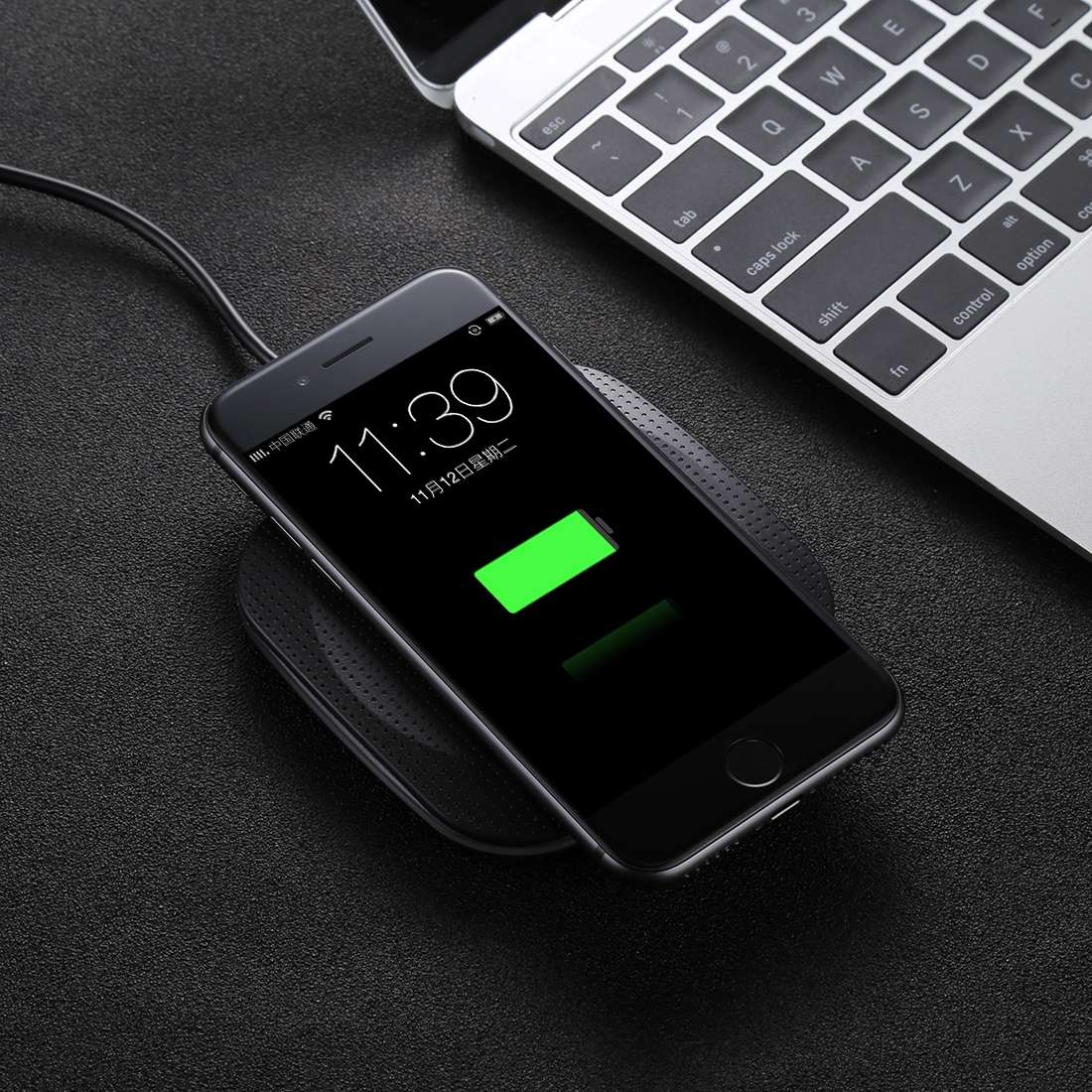 5V 1A Universal Square Qi Standard Fast Wireless Charger with Indicator Light(Black)