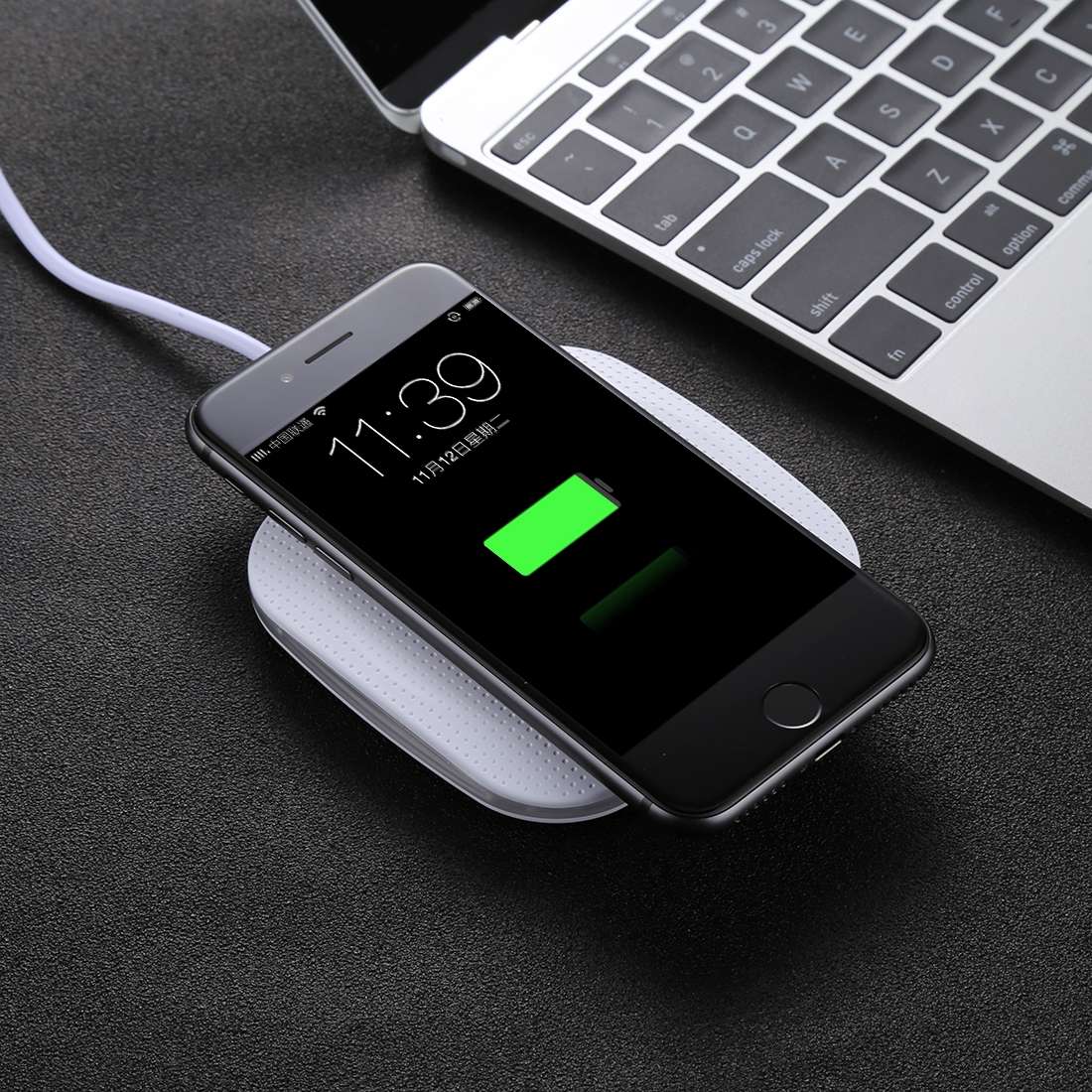 5V 1A Universal Square Qi Standard Fast Wireless Charger with Indicator Light(White)