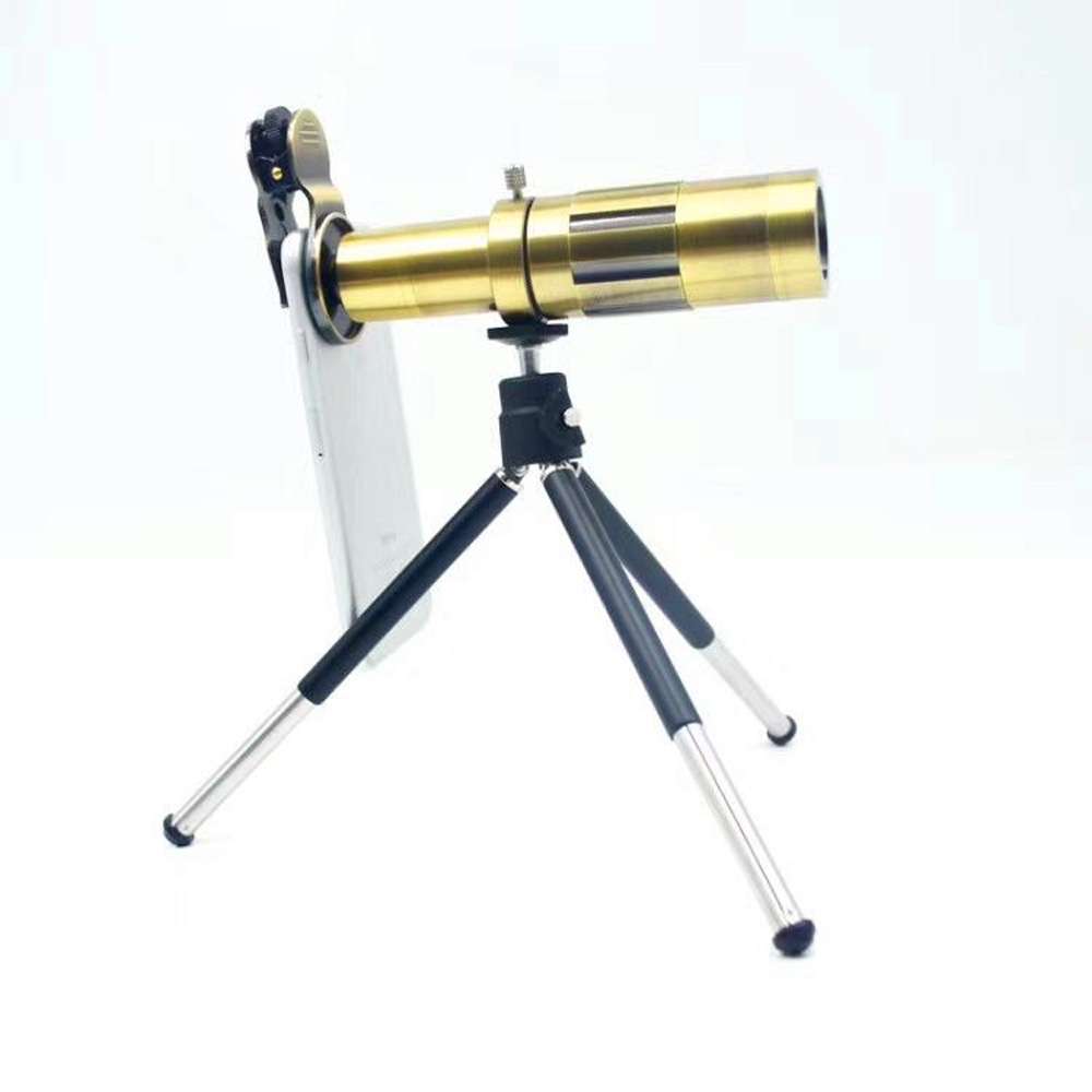 External 20X Telephone Lens for Mobile Phone with Tripod (Gold)