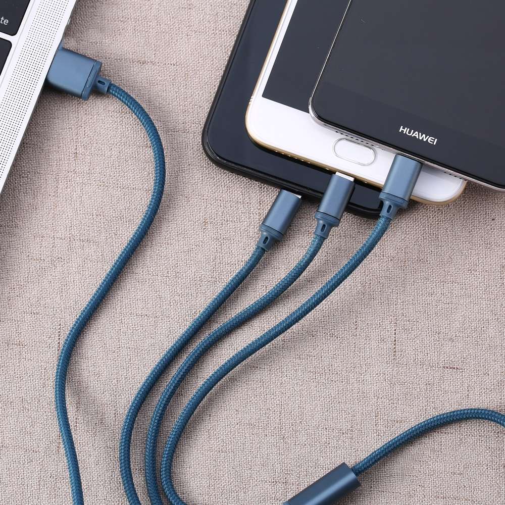 REMAX RC-131TH 1m 2.8A 3 in 1 USB to 8 Pin & USB-C / Type-C & Micro USB Charging Cable(Black)