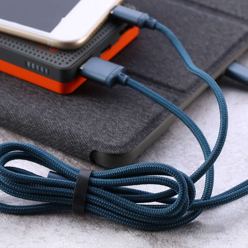 REMAX RC-131TH 1m 2.8A 3 in 1 USB to 8 Pin & USB-C / Type-C & Micro USB Charging Cable(Blue)