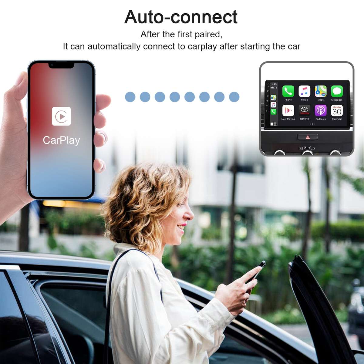 USB + USB-C / Type-C Wired to Wireless Carplay Adapter for iPhone(White)