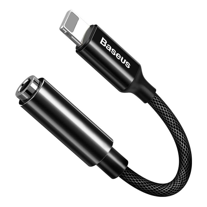 Baseus L3.5 8 Pin Male to 3.5mm Female Adapter with Cable(Black)
