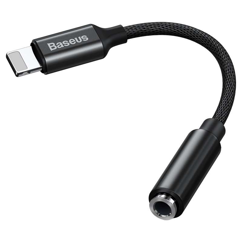 Baseus L3.5 8 Pin Male to 3.5mm Female Adapter with Cable(Black)