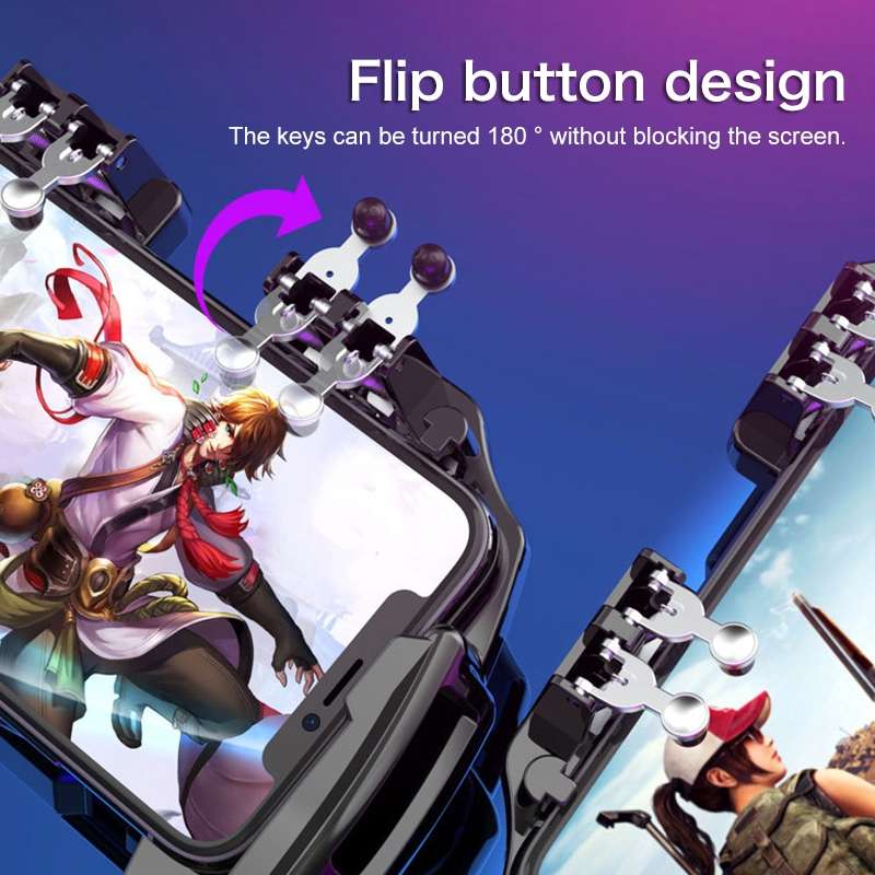 S-02 Six-finger Linkage Cool Wind Cooling Mobile Phone Gamepad with Bracket, Suitable for 4.7-6.5