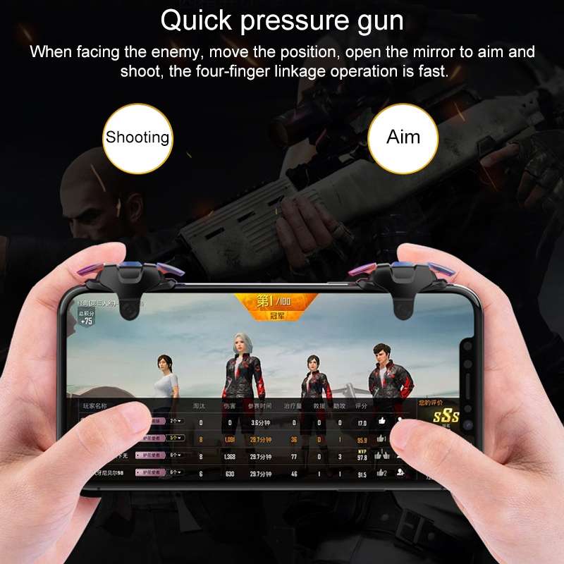 3rd Gen Eating Chicken Metal Colorful Physical Auxiliary Button Shooting Game Controll ... (Black)