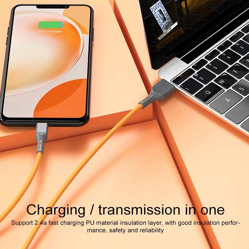 IVON CA78 2.4A Micro USB Fast Charging Data Cable, Length: 1m (Orange)