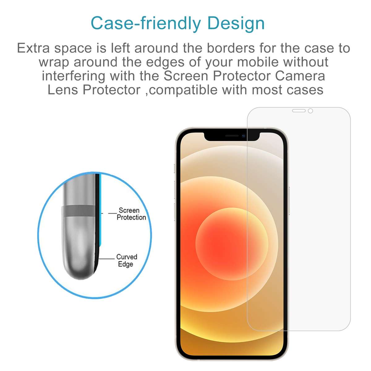 For iPhone 12 / 12 Pro 50pcs 0.26mm 9H 2.5D Tempered Glass Film (Open Hole)