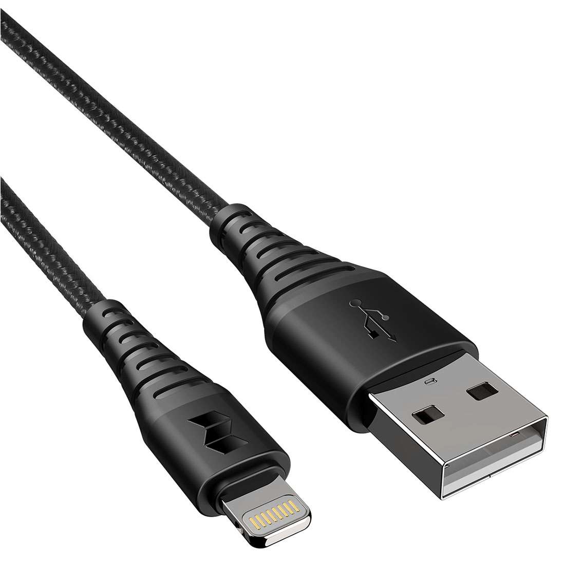 Rock Space 1m 2.4A Max MFi Certificated USB to 8 Pin Nylon Braided Round Cord Data Sync Charge Cab