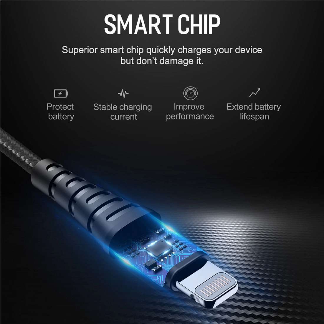 Rock Space 1m 2.4A Max MFi Certificated USB to 8 Pin Nylon Braided Round Cord Data Sync Charge Cab