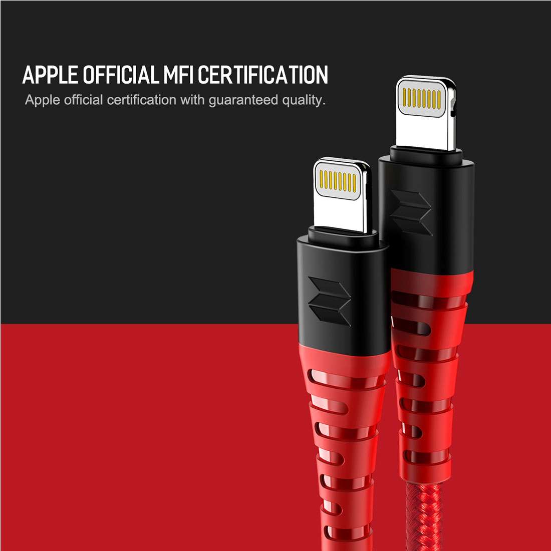 Rock Space 1m 2.4A Max MFi Certificated USB to 8 Pin Nylon Braided Round Cord Data Sync Charge Cab