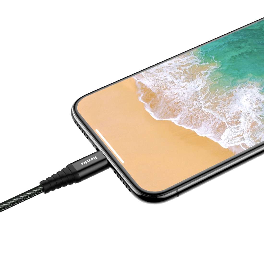 Benks M09 1.2m 2.4A Output MFi Certificated USB to 8 Pin Nylon Weave Data Sync Charge Cable