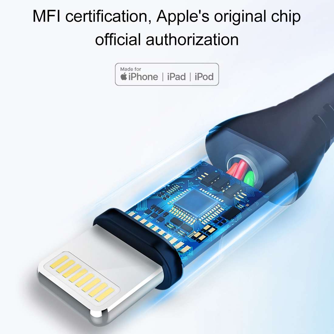 Benks M09 1.2m 2.4A Output MFi Certificated USB to 8 Pin Nylon Weave Data Sync Charge Cable