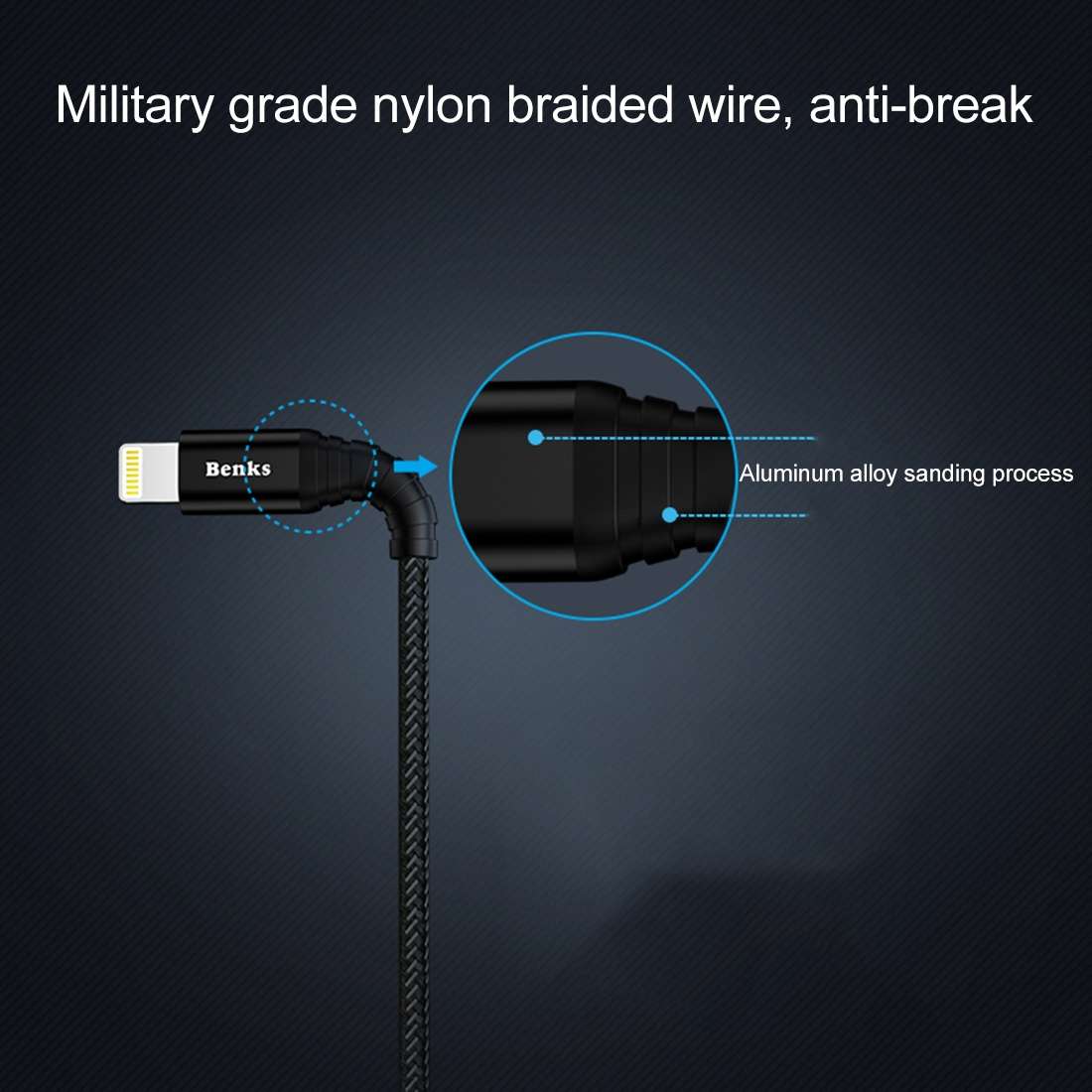 Benks M09 1.2m 2.4A Output MFi Certificated USB to 8 Pin Nylon Weave Data Sync Charge Cable