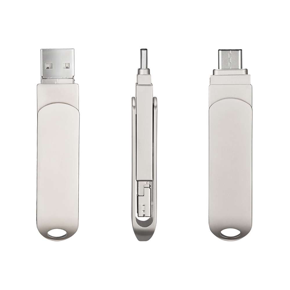 RQW-10X 3 in 1 USB 2.0 & 8 Pin & USB-C / Type-C 64GB Flash Drive