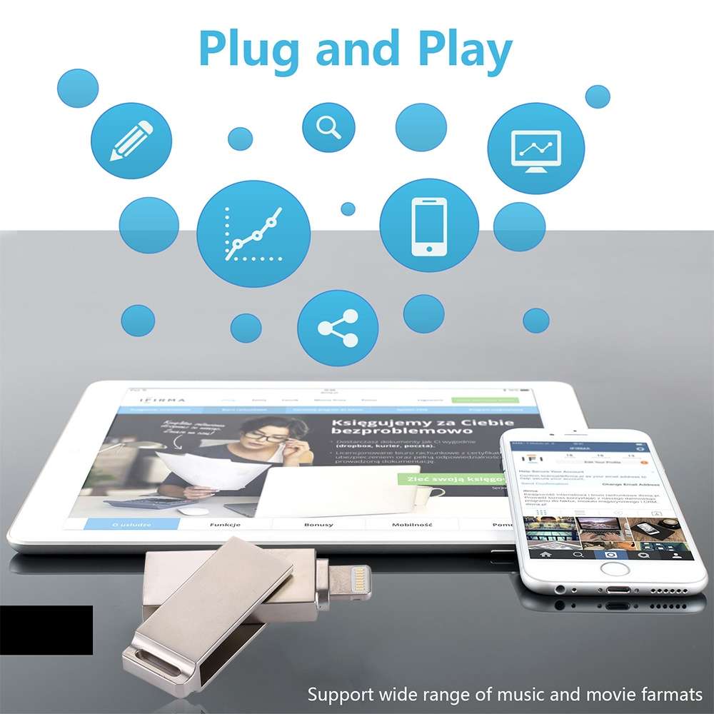 RQW-10 2 in 1 USB 2.0 & 8 Pin 64GB Flash Drive