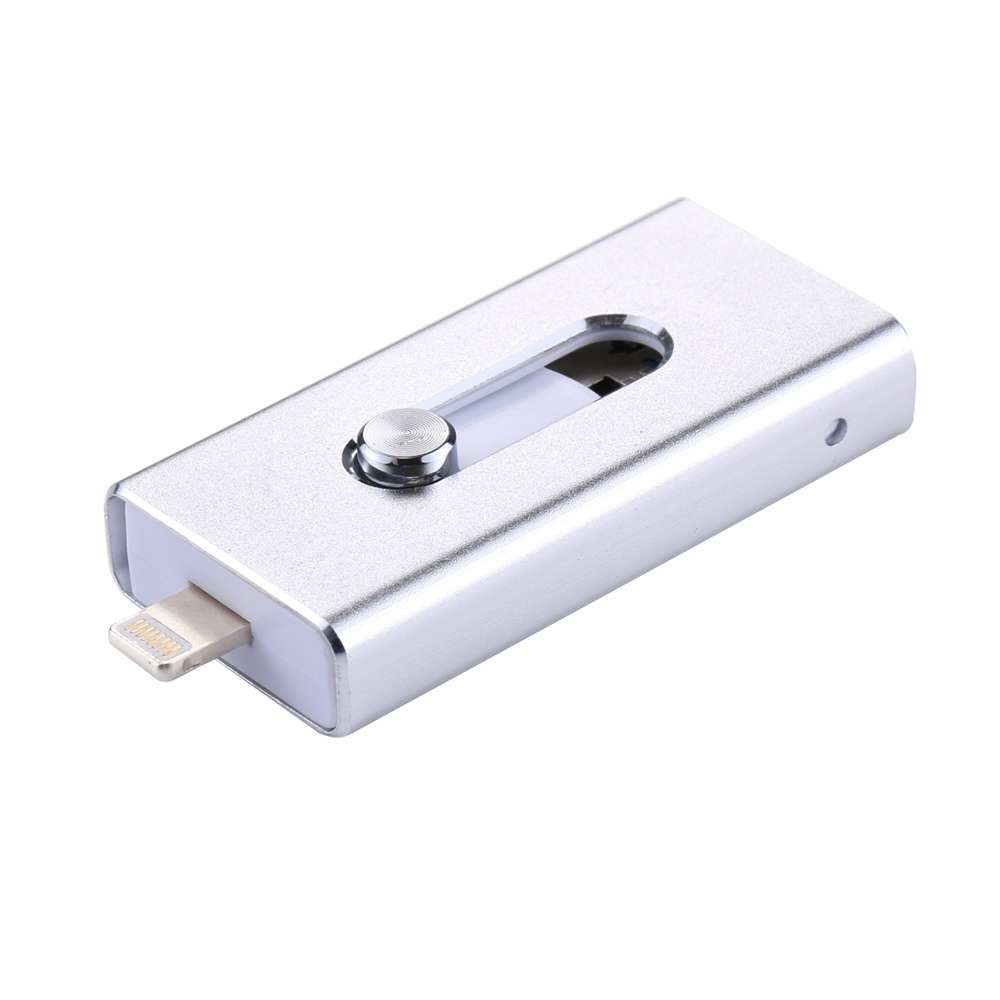 RQW-02 3 in 1 USB 2.0 & 8 Pin & Micro USB 32GB Flash Drive(Silver)