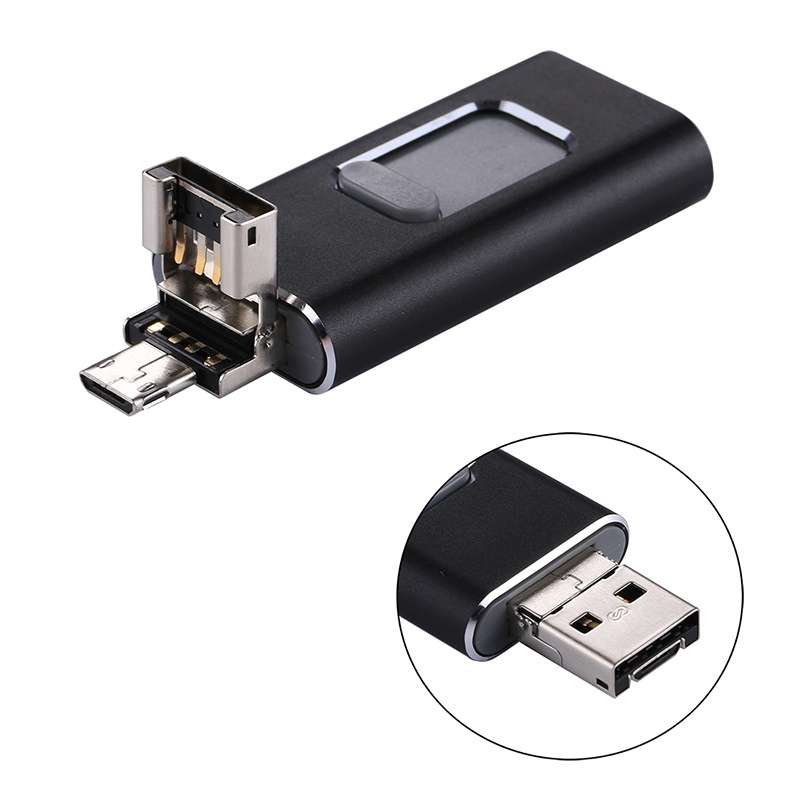 easyflash RQW-01B 3 in 1 USB 2.0 & 8 Pin & Micro USB 128GB Flash Drive(Black)