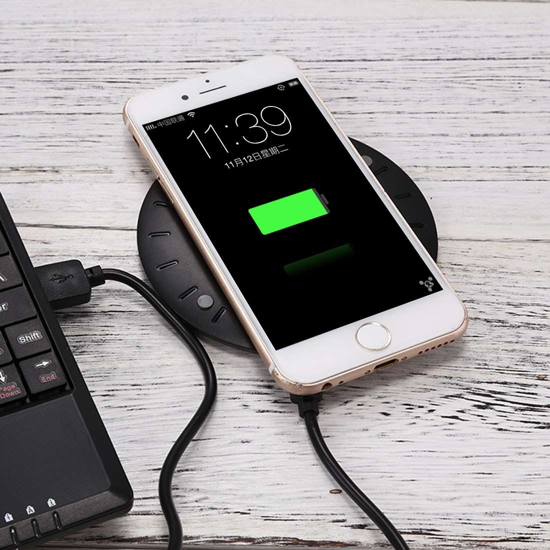 5V 2A Fast Charging Qi Wireless Charger Pad Station with Micro USB Cable(Black)