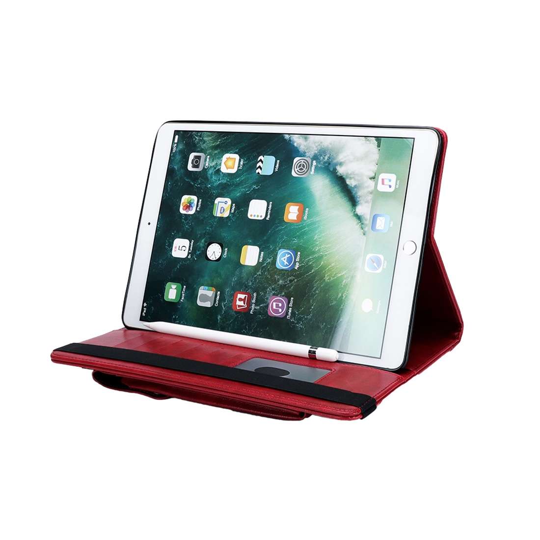 Horizontal Flip Leather Case for iPad Pro 12.9 (2017) & Pro 12.9 (2015), with Double Car ... (Red)