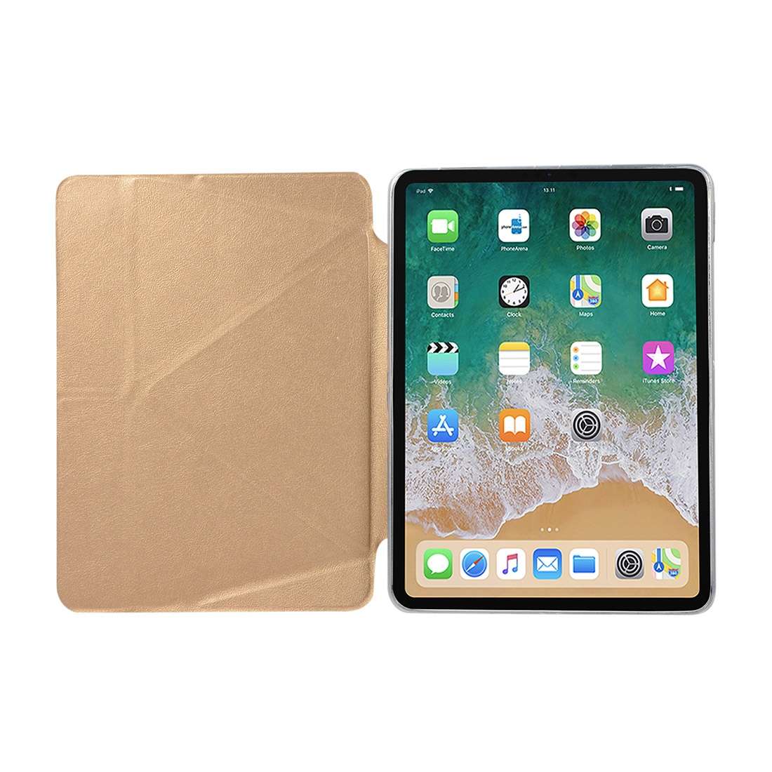 PU Leather Case for iPad Pro 11 inch (2018), with Multi-folding Holder & Slee ... (Champagne Gold)
