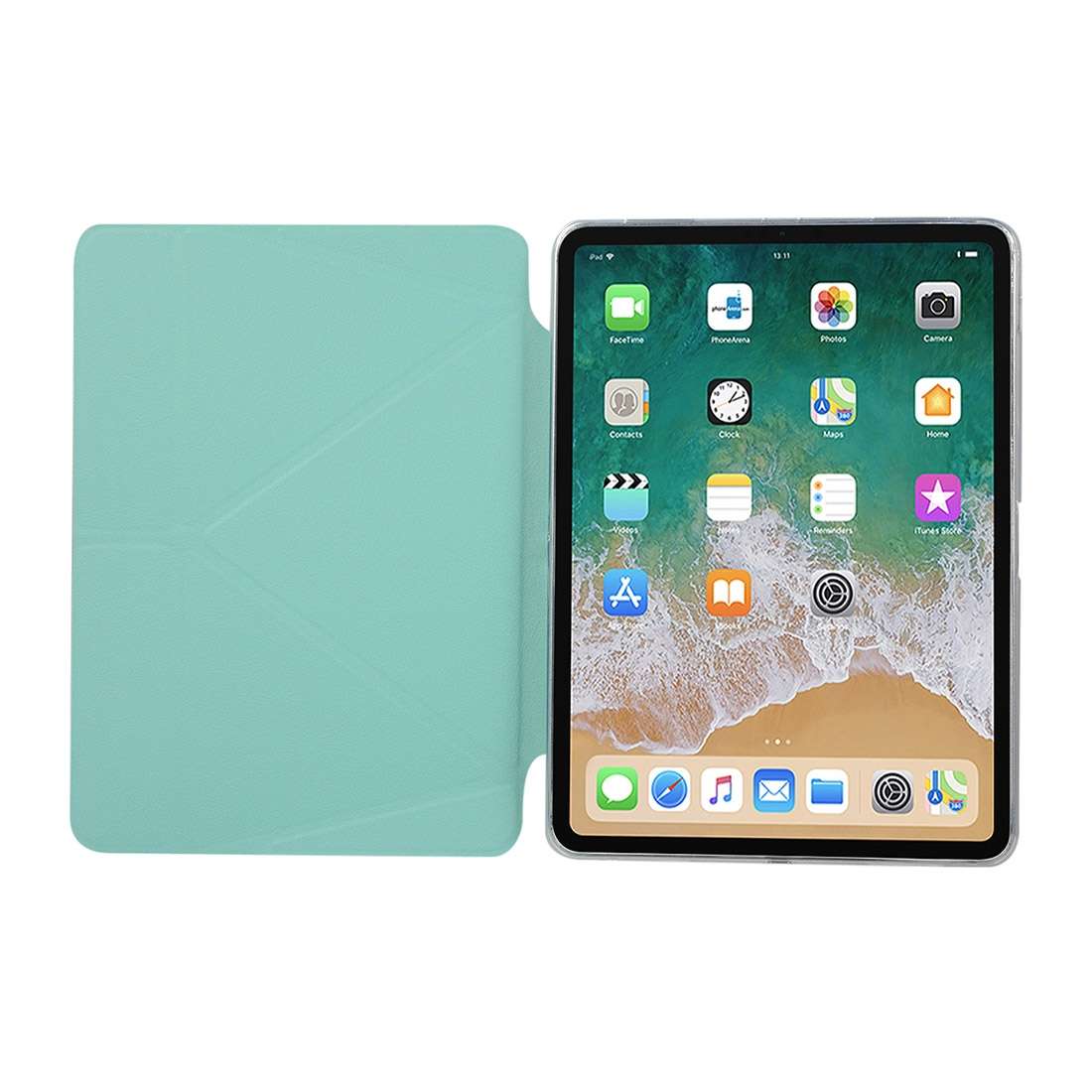 PU Leather Case for iPad Pro 11 inch (2018), with Multi-folding Holder & Sleep ... (Mint Green)