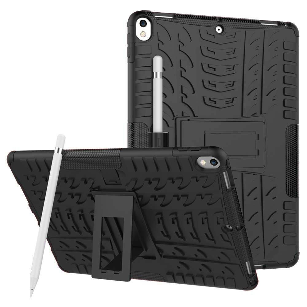 Tire Texture TPU+PC Shockproof Case for iPad Air 2019 / Pro 10.5 inch, with Holder & P ... (Black)