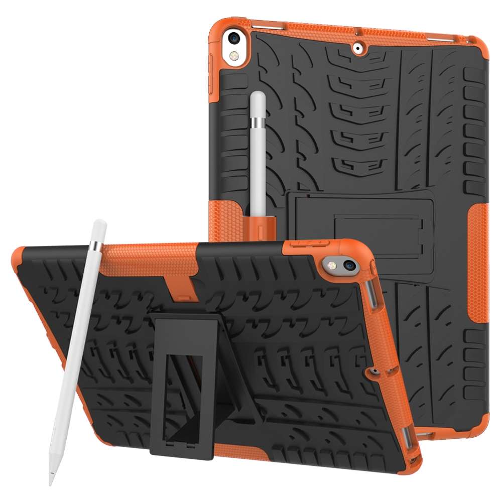 Tire Texture TPU+PC Shockproof Case for iPad Air 2019 / Pro 10.5 inch, with Holder & ... (Orange)