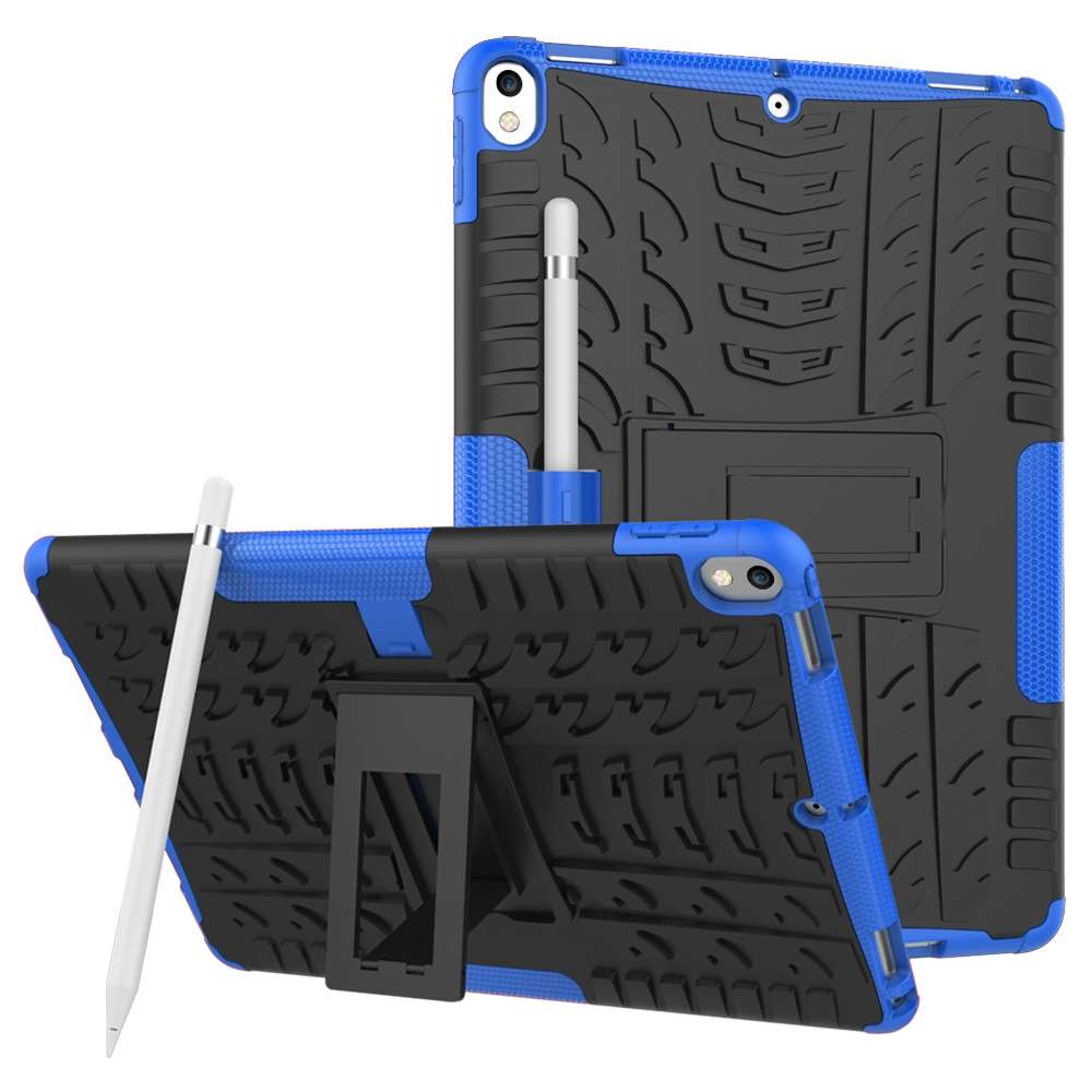 Tire Texture TPU+PC Shockproof Case for iPad Air 2019 / Pro 10.5 inch, with Holder & Pe ... (Blue)