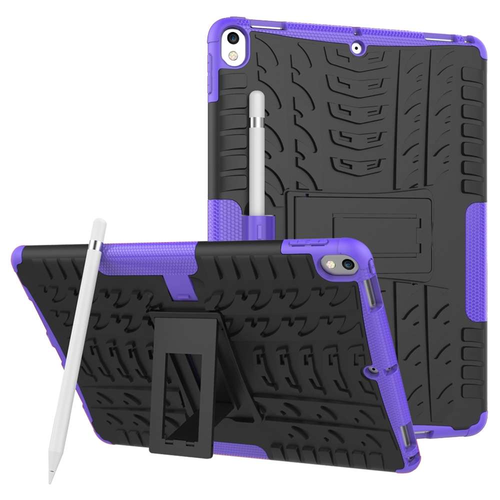 Tire Texture TPU+PC Shockproof Case for iPad Air 2019 / Pro 10.5 inch, with Holder & ... (Purple)
