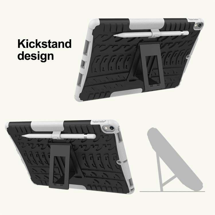 Tire Texture TPU+PC Shockproof Case for iPad Air 2019 / Pro 10.5 inch, with Holder & P ... (White)