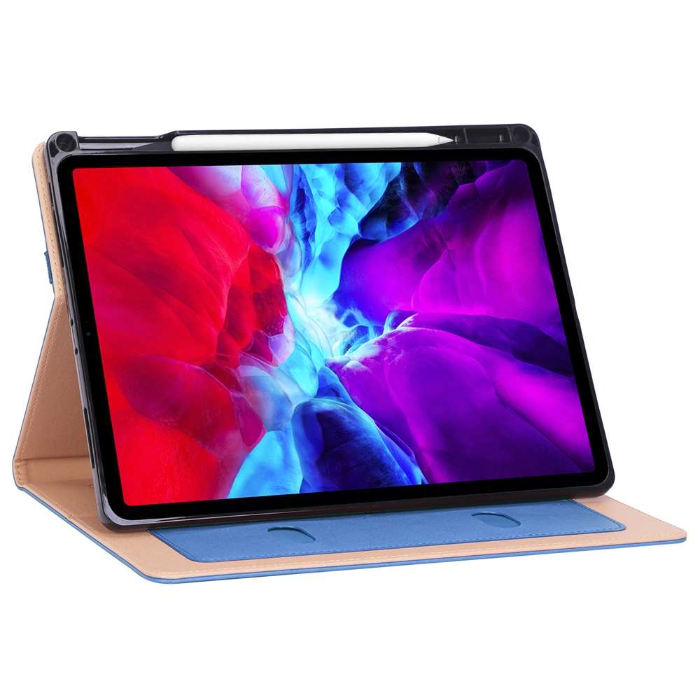 For iPad Pro 12.9 (2020) Retro Texture PU + TPU Horizontal Flip Leather Tablet Case wit ... (Blue)