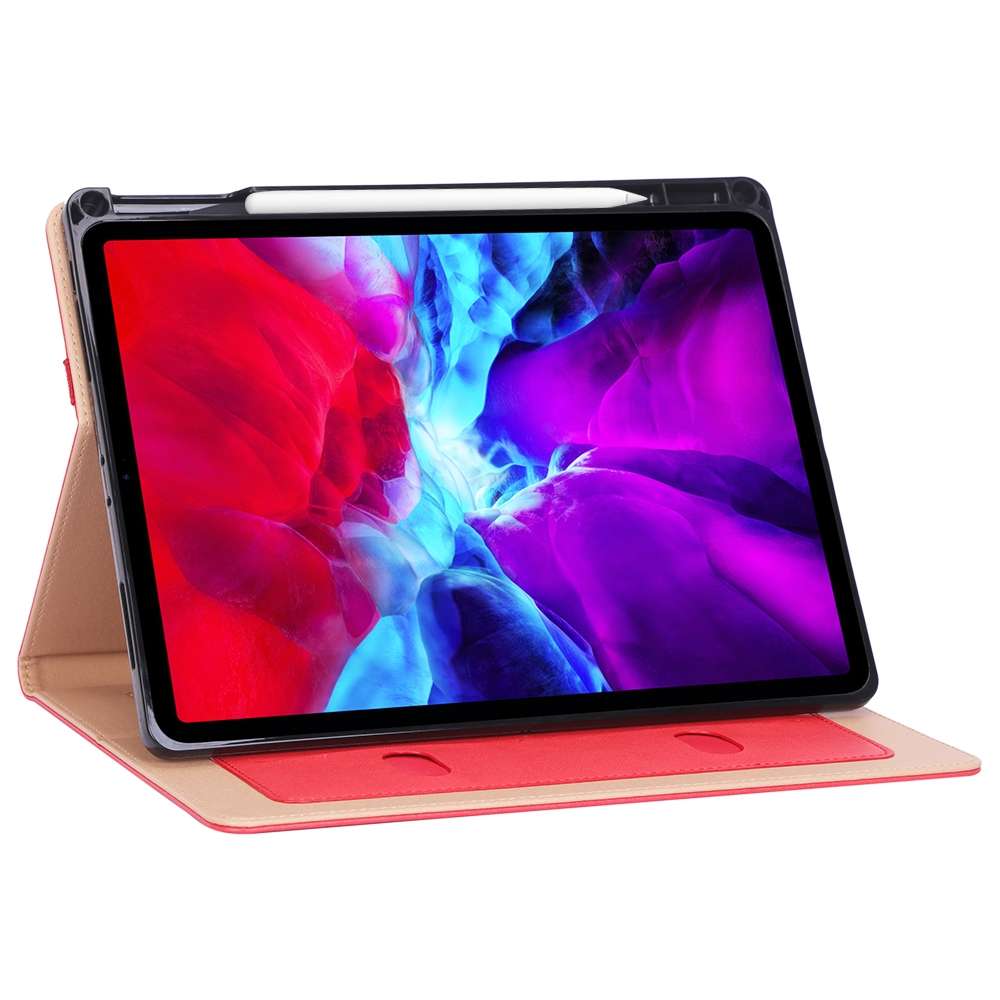 For iPad Pro 12.9 (2020) Retro Texture PU + TPU Horizontal Flip Leather Tablet Case with ... (Red)