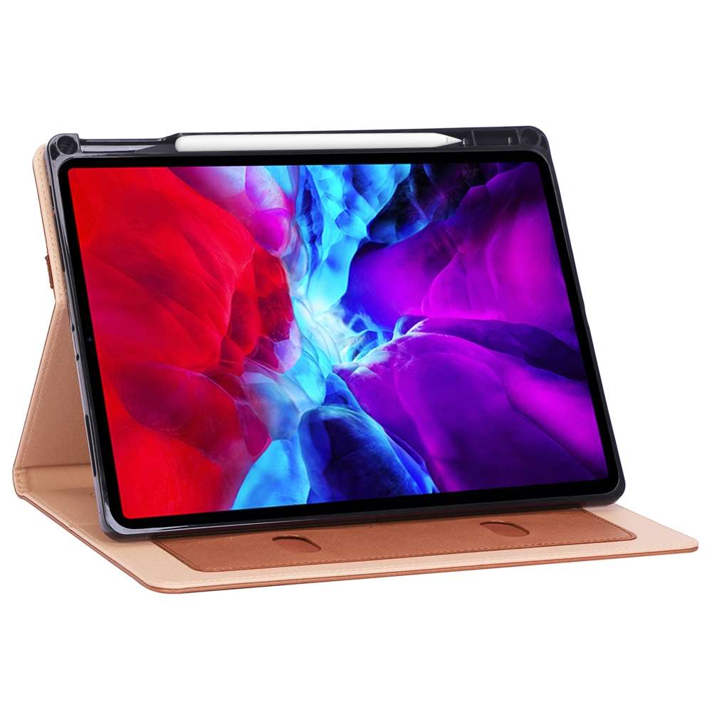 For iPad Pro 12.9 (2020) Retro Texture PU + TPU Horizontal Flip Leather Tablet Case wi ... (Brown)