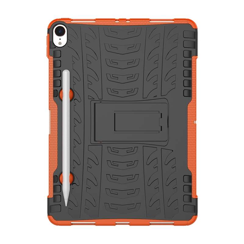 Tire Texture TPU+PC Shockproof Case for iPad Pro 11 inch (2018), with Holder & Pen Slot (Orange)