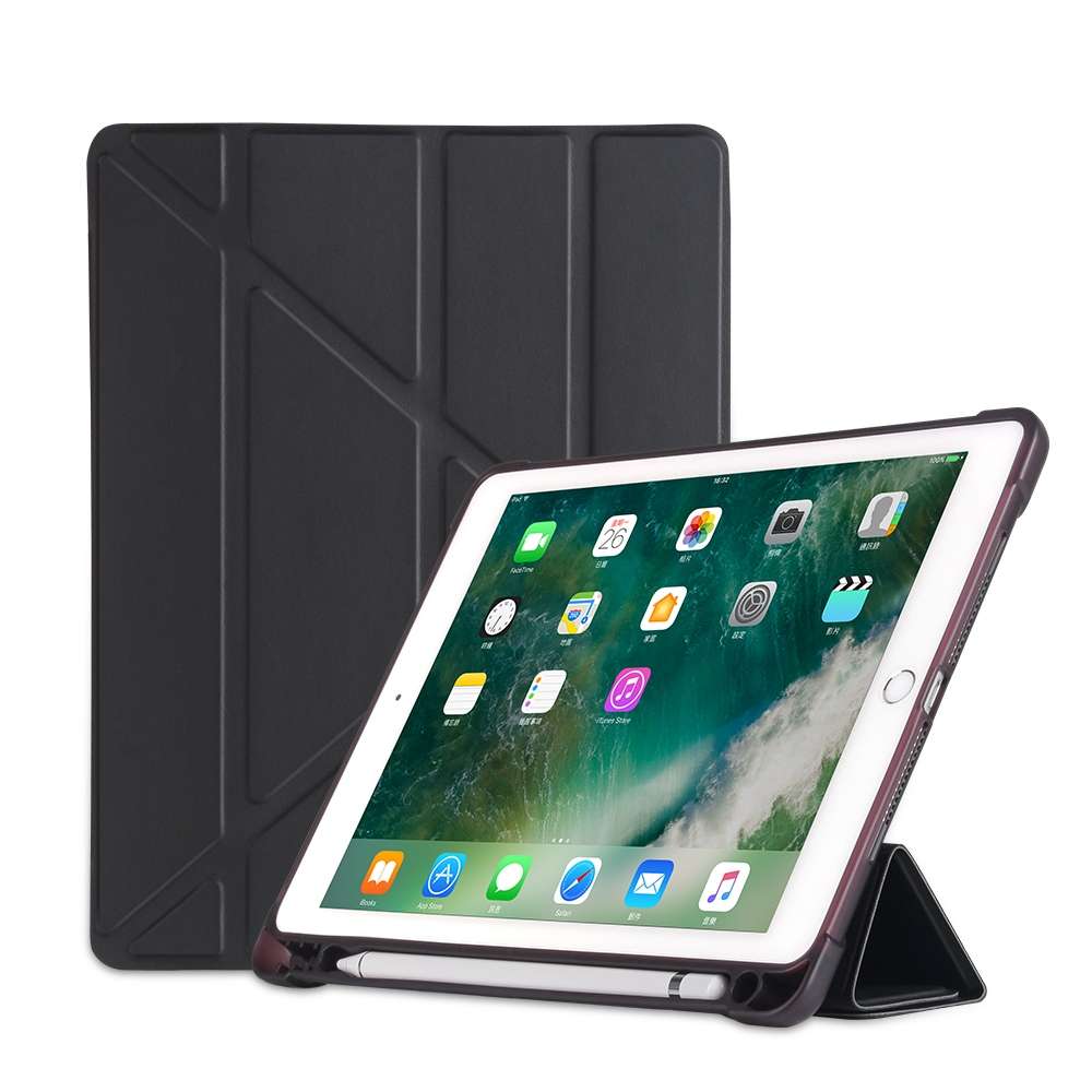 Multi-folding Shockproof TPU Protective Case for iPad 9.7 (2018) / 9.7 (2017) / air ... (Black)