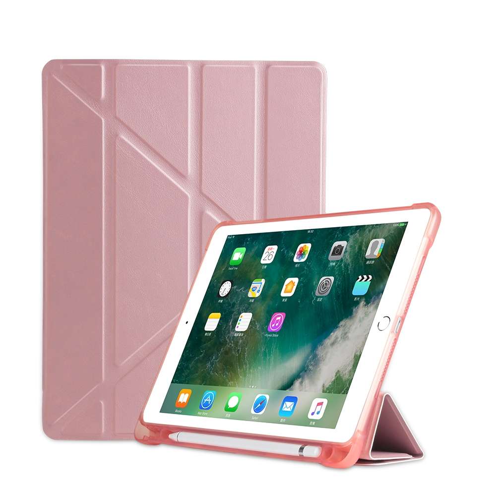 Multi-folding Shockproof TPU Protective Case for iPad 9.7 (2018) / 9.7 (2017) / air / a ... (Pink)
