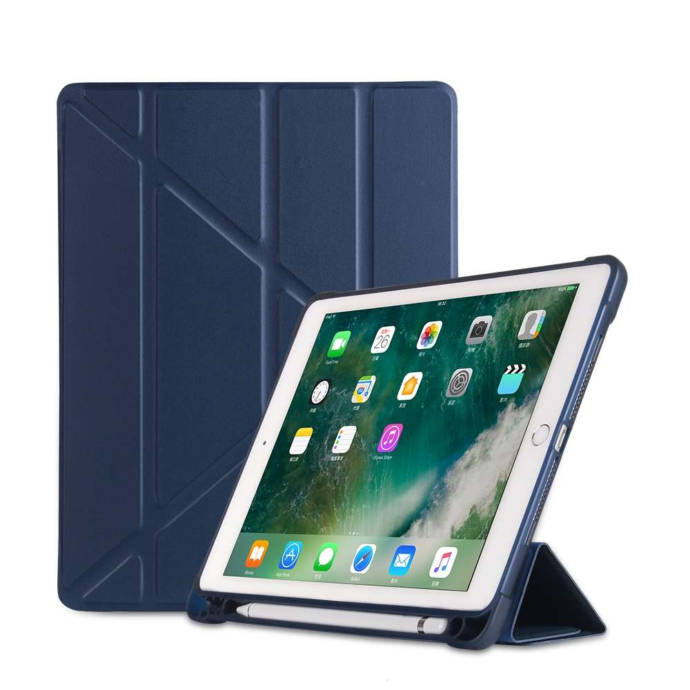 Multi-folding Shockproof TPU Protective Case for iPad 9.7 (2018) / 9.7 (2017) / air / a ... (Blue)
