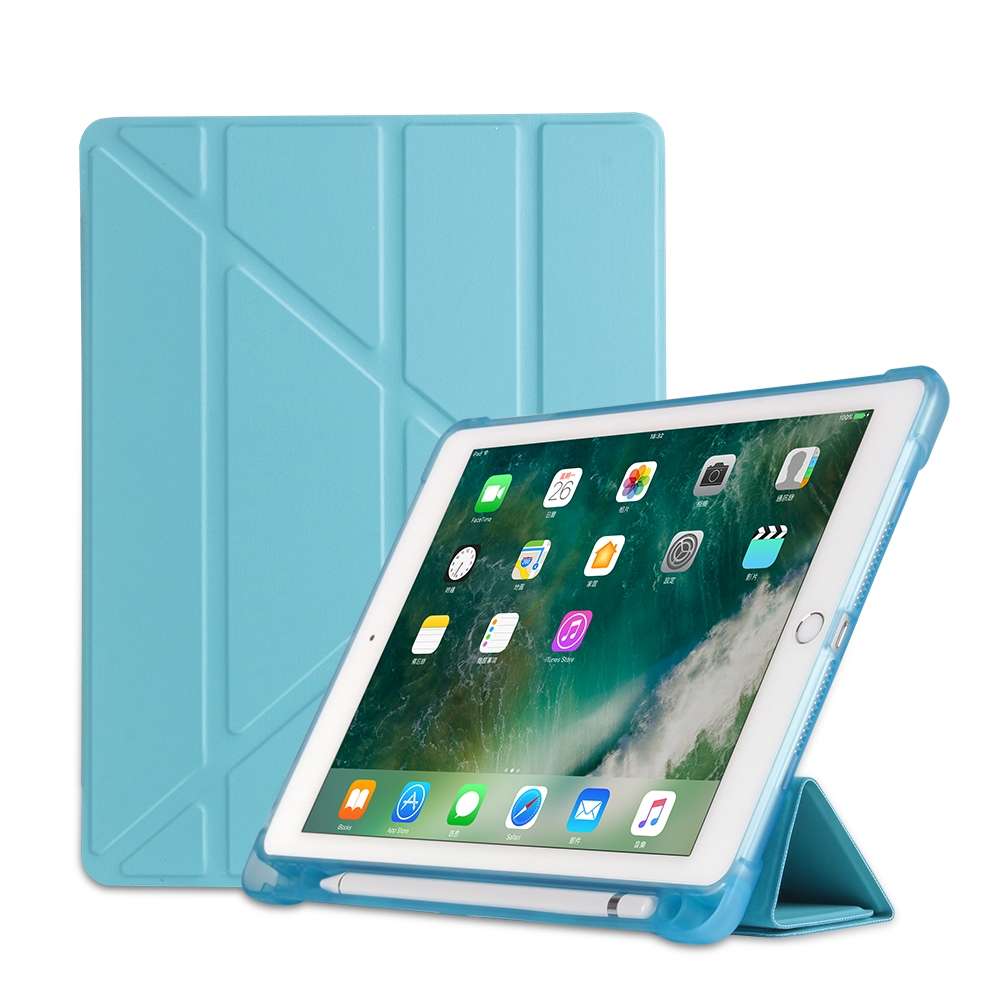 Multi-folding Shockproof TPU Protective Case for iPad 9.7 (2018) / 9.7 (2017) / air ... (Sky Blue)
