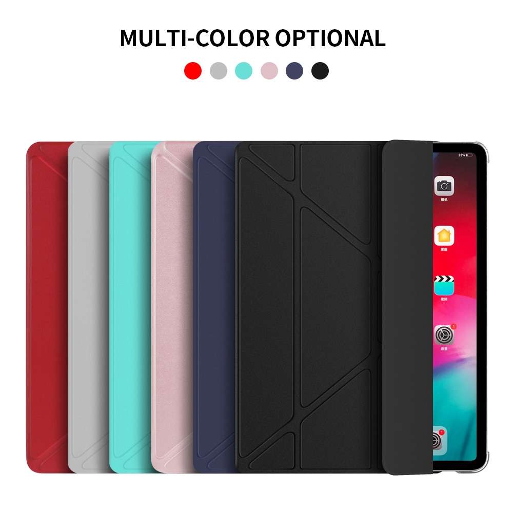 Multi-folding Shockproof PC + PU Leather Protective Case for iPad Pro 12.9 2018 ... (Dark Blue)