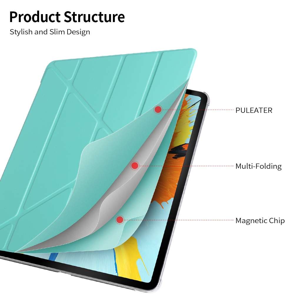 Multi-folding Shockproof PC + PU Leather Protective Case for iPad Pro 12.9 2018 ... (Dark Blue)