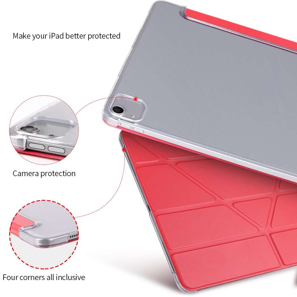 Multi-folding Shockproof PC + PU Leather Protective Case for iPad Pro 12.9 2018 ... (Dark Blue)