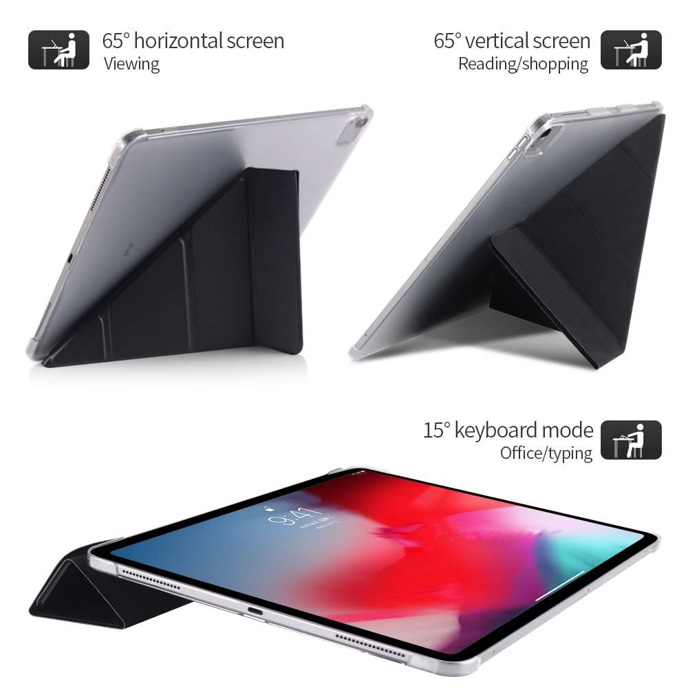 Multi-folding Shockproof PC + PU Leather Protective Case for iPad Pro 12.9 2018 ... (Dark Blue)