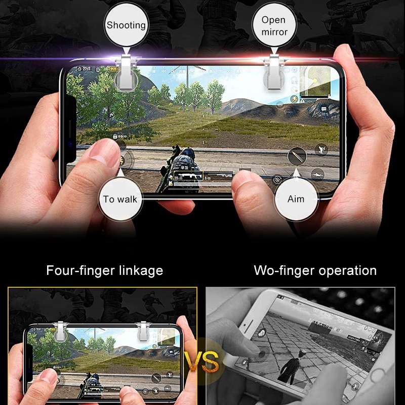 2 PCS TOTUDESIGN Mobile Phone PUBG Game Gaming Trigger Aim Keys L1R1 Controller Shooter