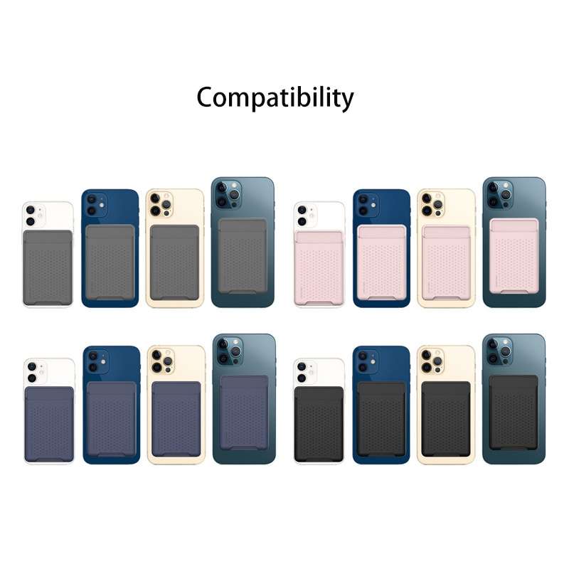 For iPhone 13 Series / iPhone 12 Series Silicone Wallet Pouch Card Case Anti-degaussing ... (Grey)