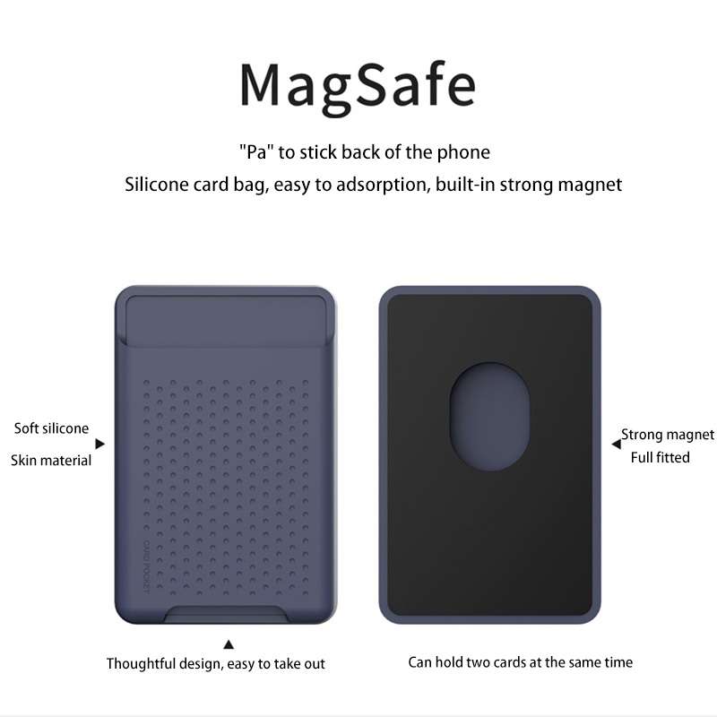 For iPhone 13 Series / iPhone 12 Series Silicone Wallet Pouch Card Case Anti-degaussing ... (Grey)
